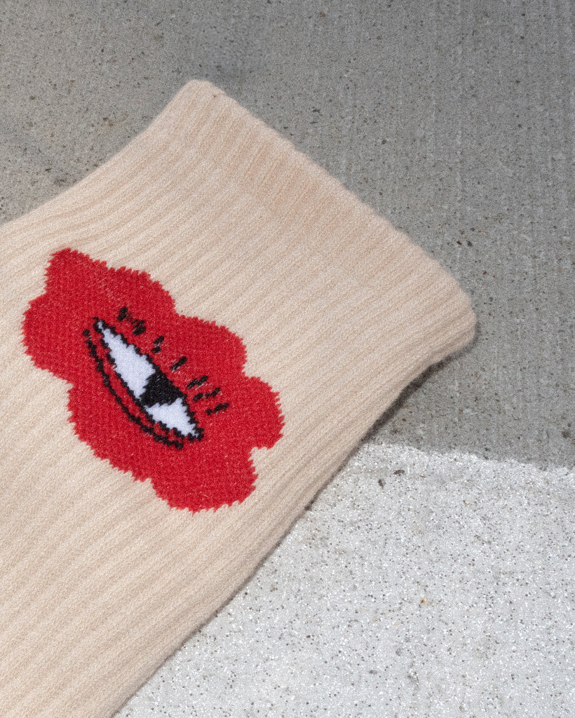 Eye Cloud Red Sock