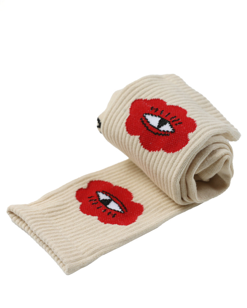 Eye Cloud Red Sock