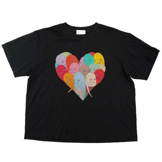 Heart Pile Blk tee